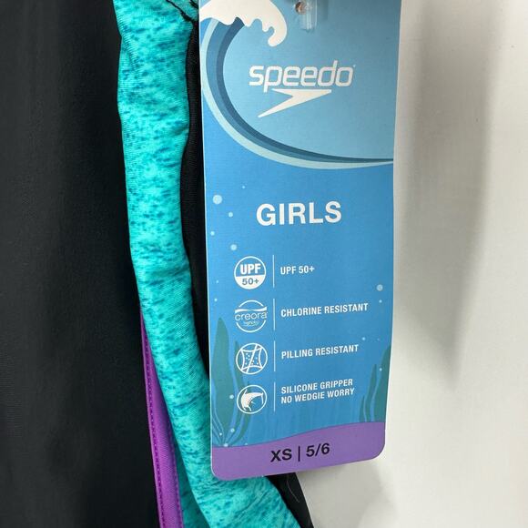 NWT Speedo Girls One Piece Swimsuit XS 5/6 Poolcore Summer Swimwear - Picture 3 of 5
